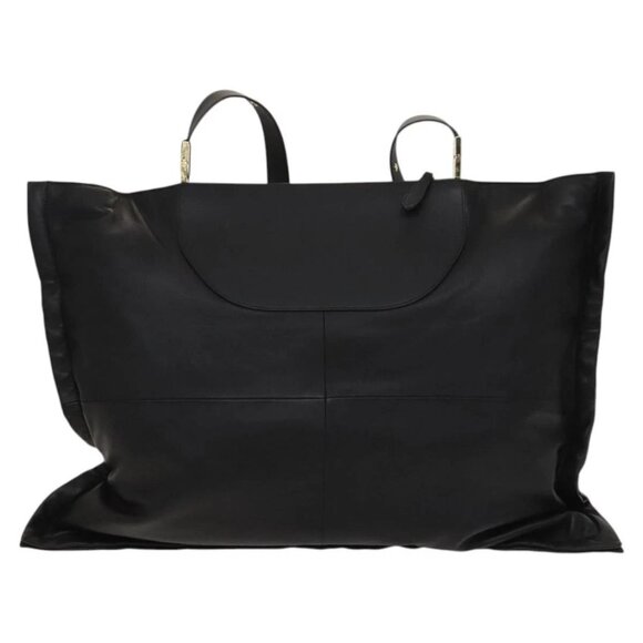 BURBERRY Shoulder Bag Leather Black Gold Auth - Picture 2 of 16